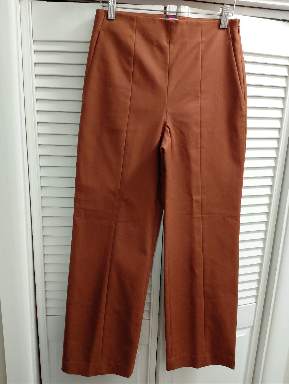 Boden Straight-Leg Pants in Rust With Side Zipper